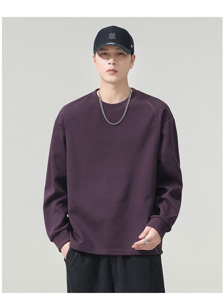 실사 2026 가을 겨울 새로운 미니멀리즘 다용도 삽입 어깨 소매 라운드 넥 후드티 남자 루즈핏 일상 출퇴근 긴 소매 셔츠 상세 이미지 18