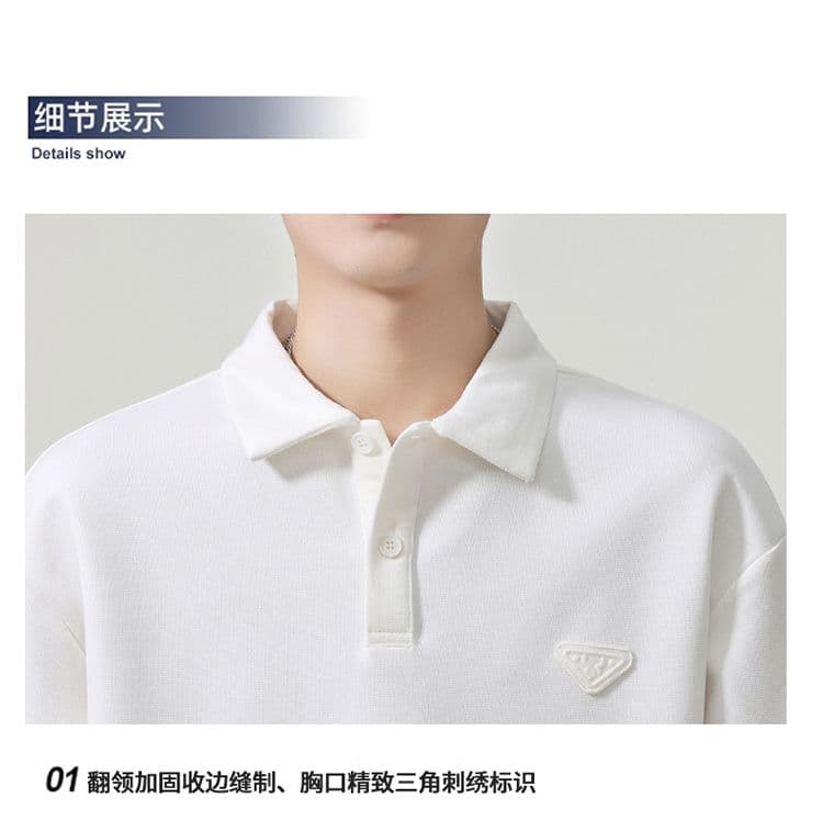 실사 가을 겨울 새로운 POLO 칼라 긴팔 후드티 남자 루즈핏 폴로 칼라 풀오버 셔츠 미니멀리즘 캐주얼 일상 출퇴근 상세 이미지 22