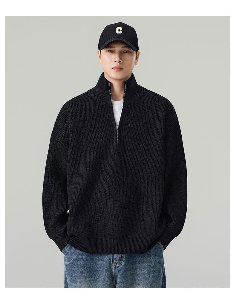 실사 가을 겨울 새로운 무거운 오래된 돈 니트 스웨터 스웨터 남자 두꺼운 스타일 하프 지퍼 고급 센스 풀오버 캐주얼 인사이드 가져 가라. 상세 이미지 20