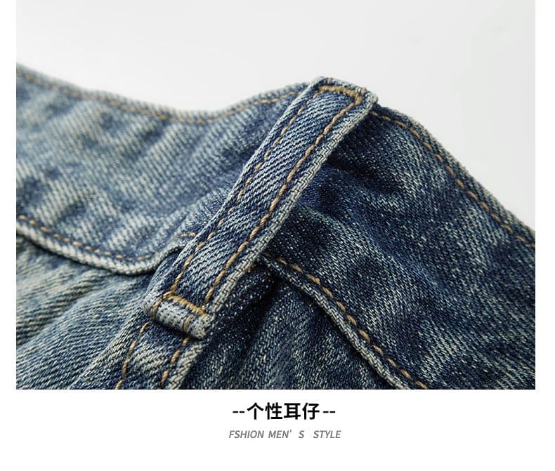 실사 가을 겨울 새로운 아메리칸 레트로 루즈핏 원추형 종류 미니멀리즘 트렌드 청바지 남자 다용도 작은 스트레이트 긴 바지 상세 이미지 17