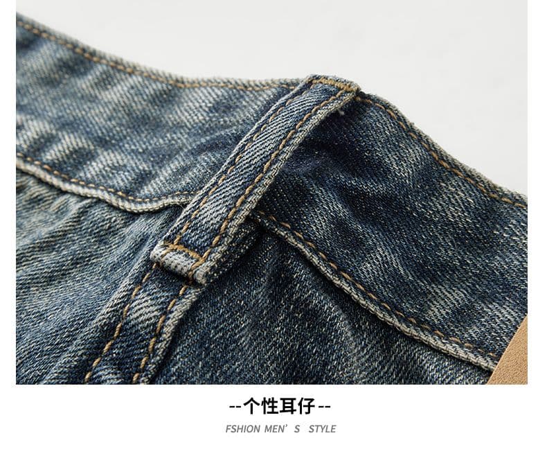 실사 가을 겨울 새로운 아메리칸 레트로 루즈핏 마이크로 원추형 작은 스트레이트 청바지 남자 다용도 미니멀리즘 긴 바지 상세 이미지 17