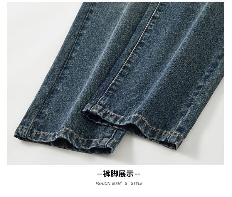 실사 가을 겨울 새로운 아메리칸 레트로 루즈핏 마이크로 원추형 작은 스트레이트 청바지 남자 다용도 미니멀리즘 긴 바지 상세 이미지 18