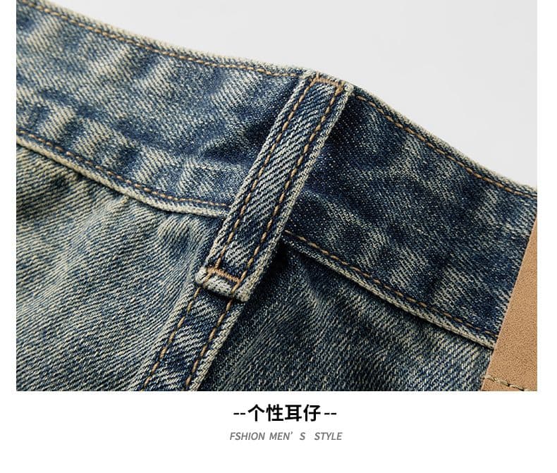 실사 가을 겨울 새로운 아메리칸 레트로 조수 브랜드 마이크로 원추형 미니멀리즘 청바지 남자 다용도 작은 스트레이트 긴 바지 상세 이미지 17