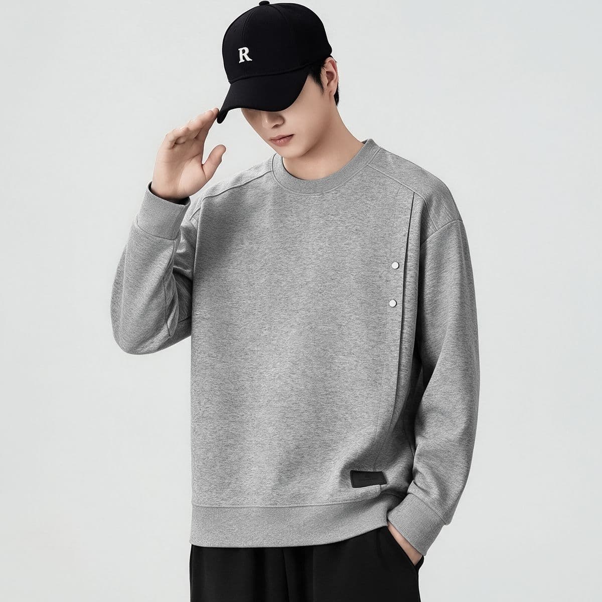 실사 가을 겨울 새로운 조수 브랜드 디자인 센스 라운드 넥 후드티 남성 풀오버 트렌드 와 성별 다용도 출퇴근 맨위