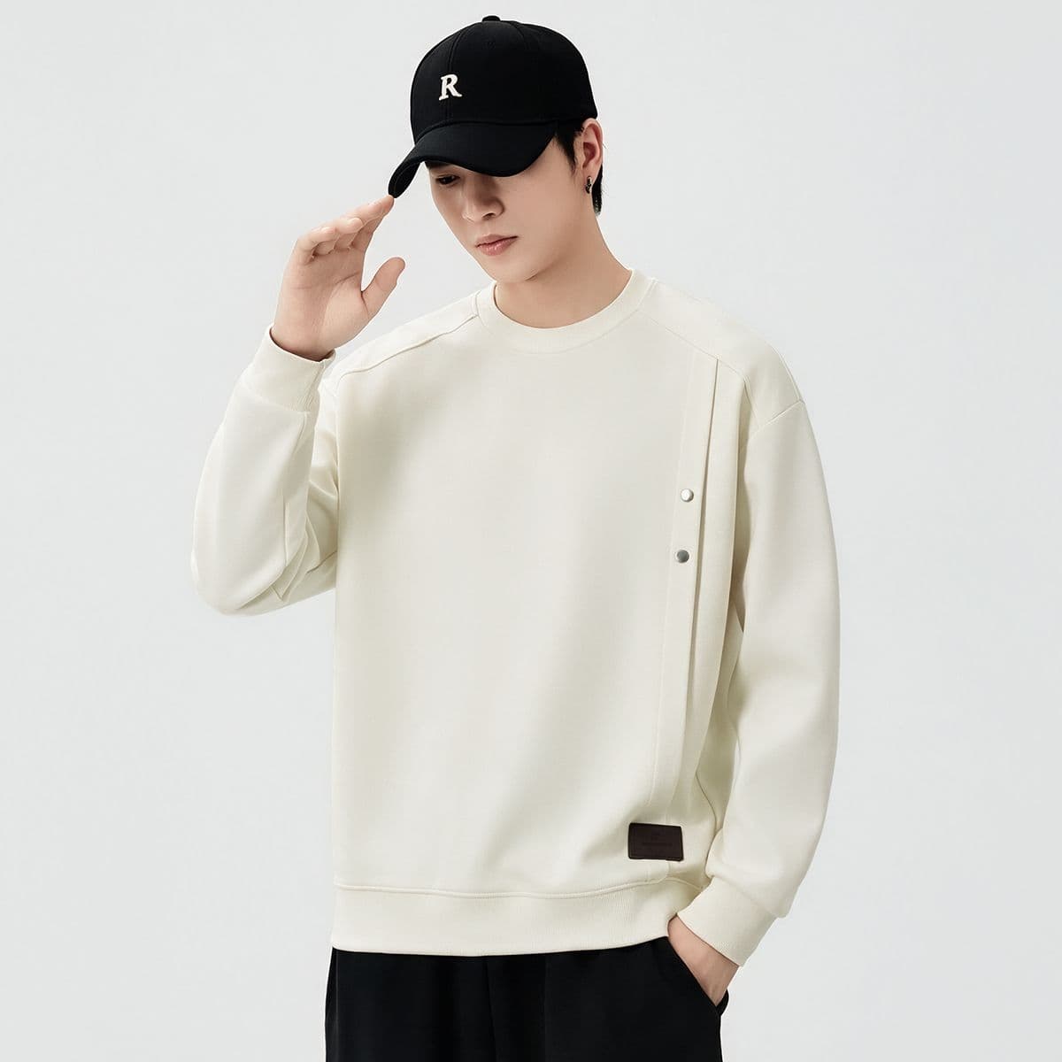 실사 가을 겨울 새로운 조수 브랜드 디자인 센스 라운드 넥 후드티 남성 풀오버 트렌드 와 성별 다용도 출퇴근 맨위 이미지 2