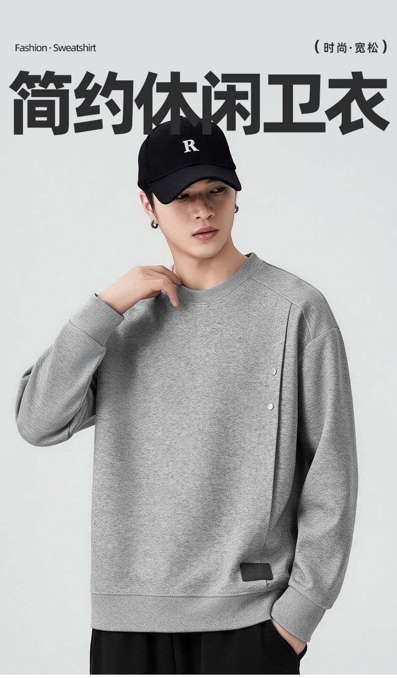 실사 가을 겨울 새로운 조수 브랜드 디자인 센스 라운드 넥 후드티 남성 풀오버 트렌드 와 성별 다용도 출퇴근 맨위 상세 이미지 1