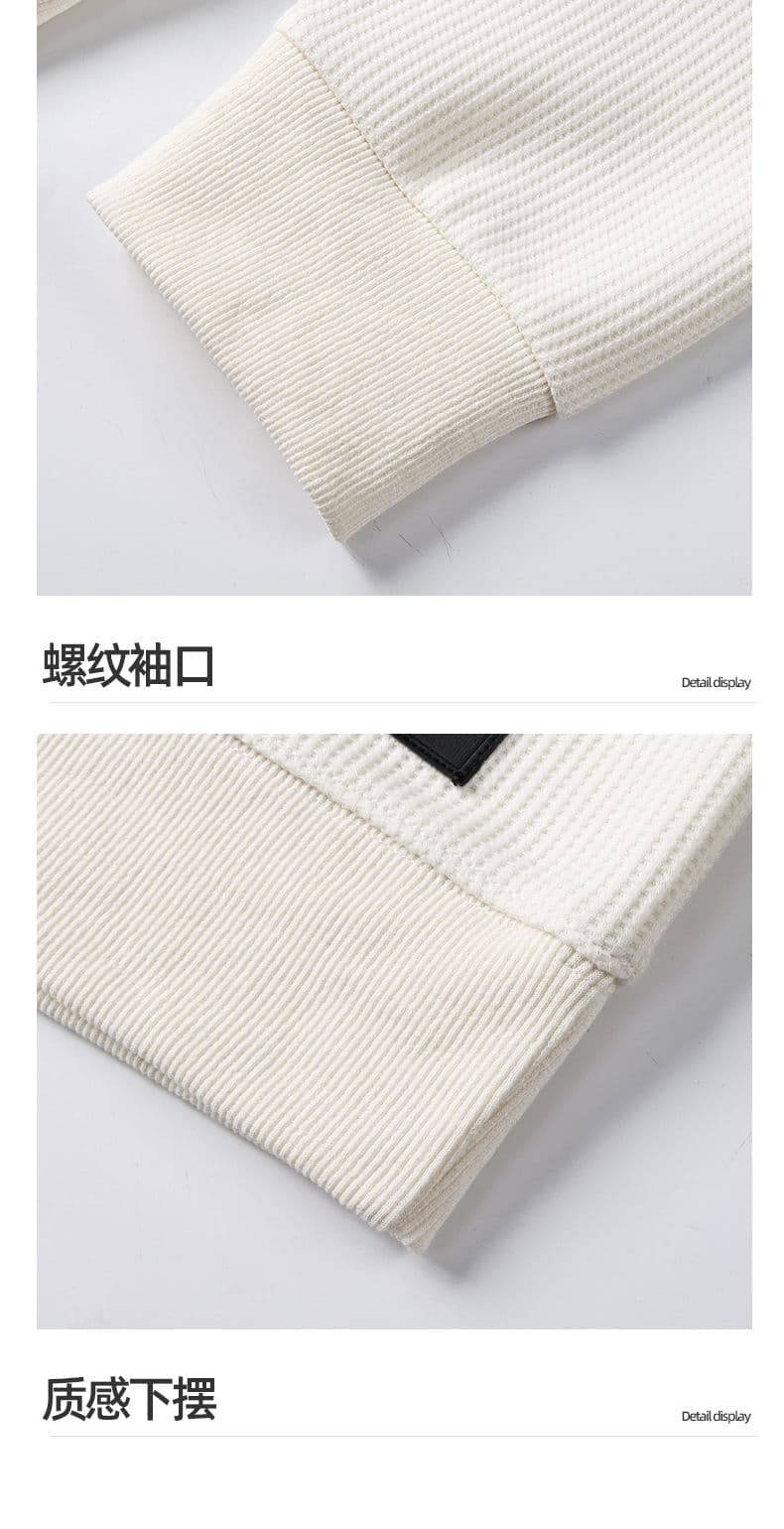 실사 가을 겨울 새로운 조수 브랜드 패치워크 디자인 라운드 넥 후드티 남성 풀오버 트렌드 와 성별 다용도 신축성 맨위 상세 이미지 9