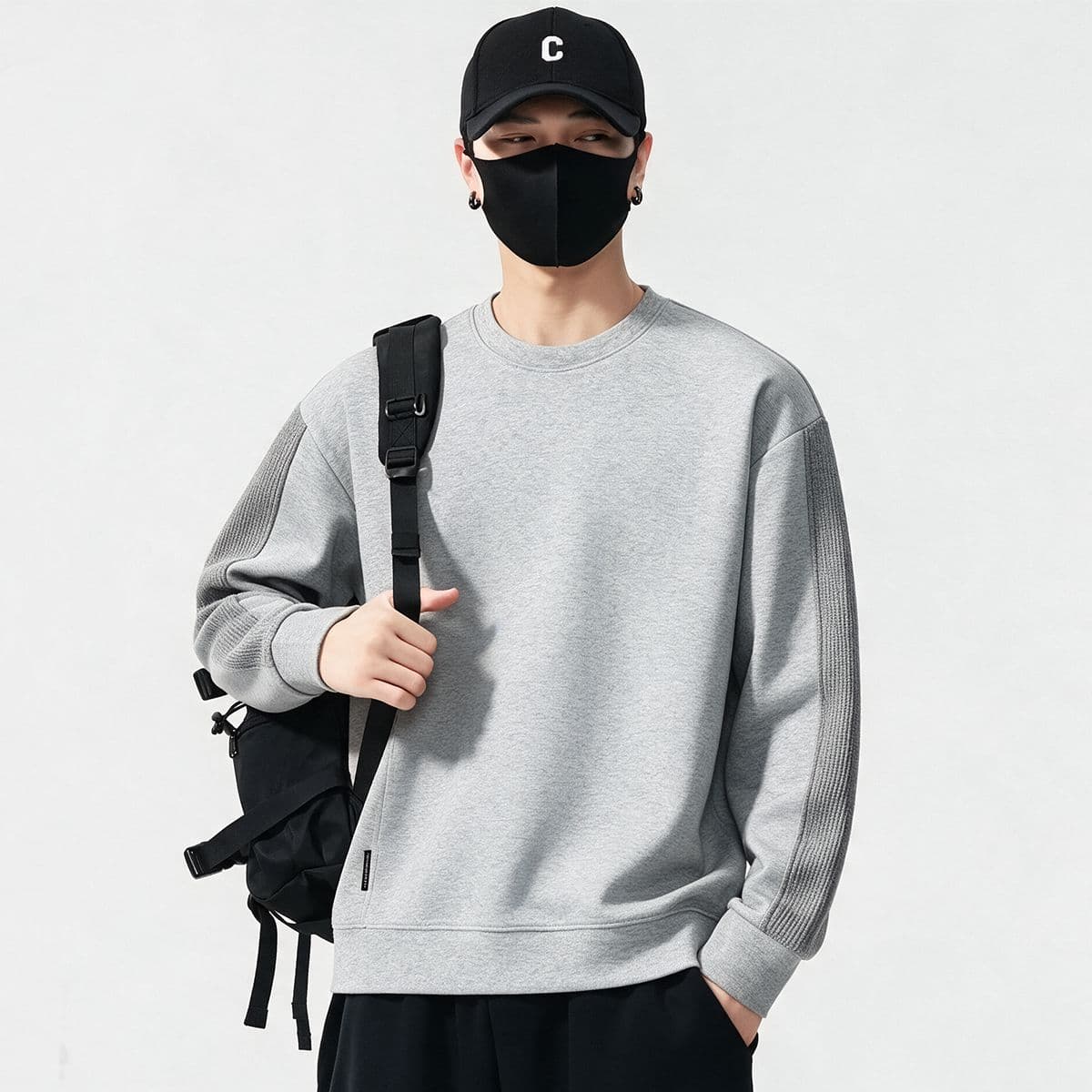실사 가을 겨울 새로운 익스트림 제인 라운드 넥 후드티 남성 풀오버 트렌드 소매 패치워크 와 성별 다용도 출퇴근 맨위
