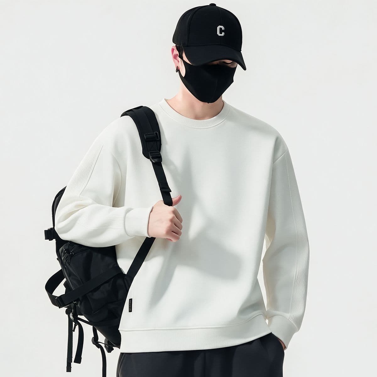 실사 가을 겨울 새로운 익스트림 제인 라운드 넥 후드티 남성 풀오버 트렌드 소매 패치워크 와 성별 다용도 출퇴근 맨위 이미지 2