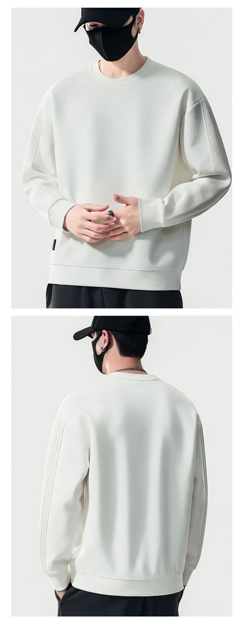실사 가을 겨울 새로운 익스트림 제인 라운드 넥 후드티 남성 풀오버 트렌드 소매 패치워크 와 성별 다용도 출퇴근 맨위 상세 이미지 15