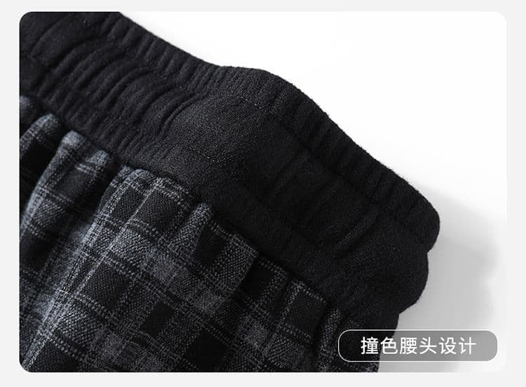실사 가을 겨울 새로운 오래된 돈 바람 체크무늬 캐주얼 바지 느긋한 바람 밴딩 도루 가을 센스 니트 넓은 다리 스트레이트 웨이 바지 상세 이미지 22
