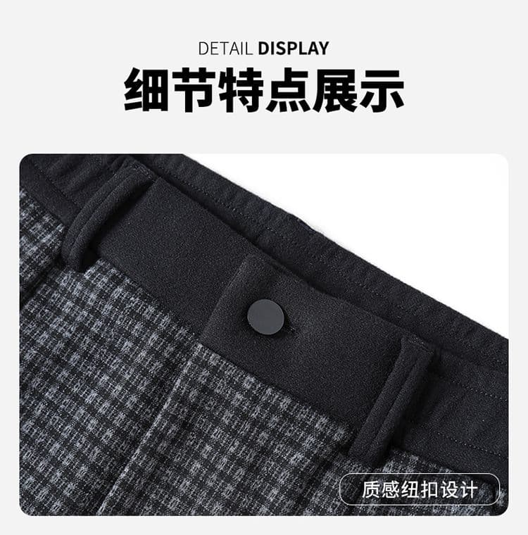 실사 가을 겨울 새로운 오래된 돈 바람 니트 작은 체크무늬 느긋한 바람 하프 밴딩 도루 가을 센스 넓은 다리 모통이 칼 캐주얼 바지 상세 이미지 21