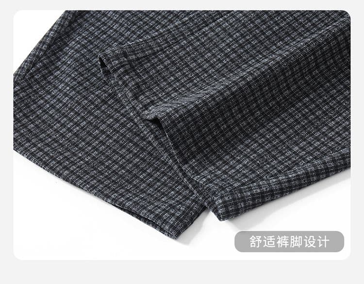 실사 가을 겨울 새로운 오래된 돈 바람 니트 작은 체크무늬 느긋한 바람 하프 밴딩 도루 가을 센스 넓은 다리 모통이 칼 캐주얼 바지 상세 이미지 24