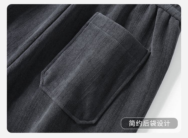 실사 가을 겨울 새로운 오래된 돈 바람 대나무 마디 곡물 자카드 질감 하프 밴딩 도루 가을 센스 니트 넓은 다리 캐주얼 바지 남자 상세 이미지 22