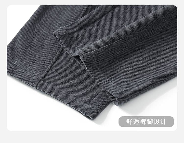 실사 가을 겨울 새로운 오래된 돈 바람 대나무 마디 곡물 자카드 질감 하프 밴딩 도루 가을 센스 니트 넓은 다리 캐주얼 바지 남자 상세 이미지 24