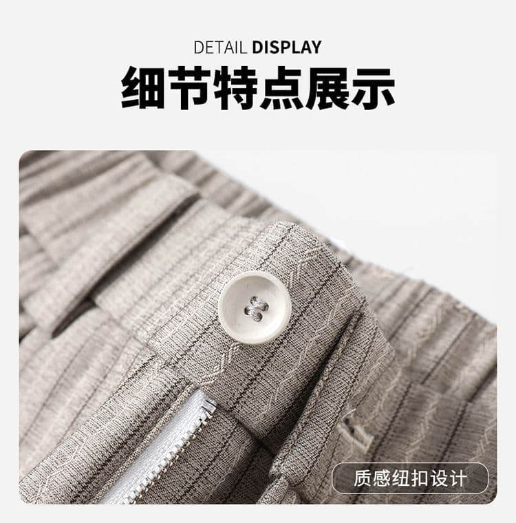 실사 가을 겨울 새로운 워싱 오래된 돈 바람 스트라이프 슬랙스 질감 센스 하프 밴딩 스트레이트 루즈핏 바지 캐주얼 바지 남자 상세 이미지 21