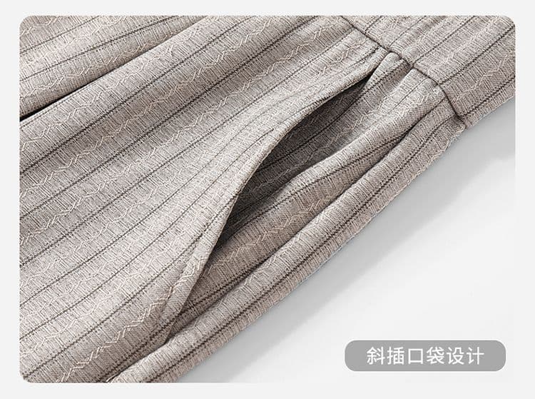 실사 가을 겨울 새로운 워싱 오래된 돈 바람 스트라이프 슬랙스 질감 센스 하프 밴딩 스트레이트 루즈핏 바지 캐주얼 바지 남자 상세 이미지 23