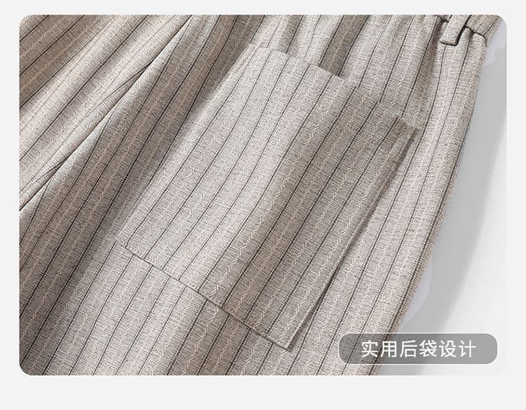실사 가을 겨울 새로운 워싱 오래된 돈 바람 스트라이프 슬랙스 질감 센스 하프 밴딩 스트레이트 루즈핏 바지 캐주얼 바지 남자 상세 이미지 24