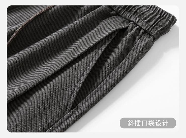 실사 가을 겨울 새로운 한국 스타일 하프 허리밴드 순면 워시 퇴색 한 아메리칸 높음 거리 주름 스트레이트 작은 모통이 칼 워크웨어 팬츠 상세 이미지 23