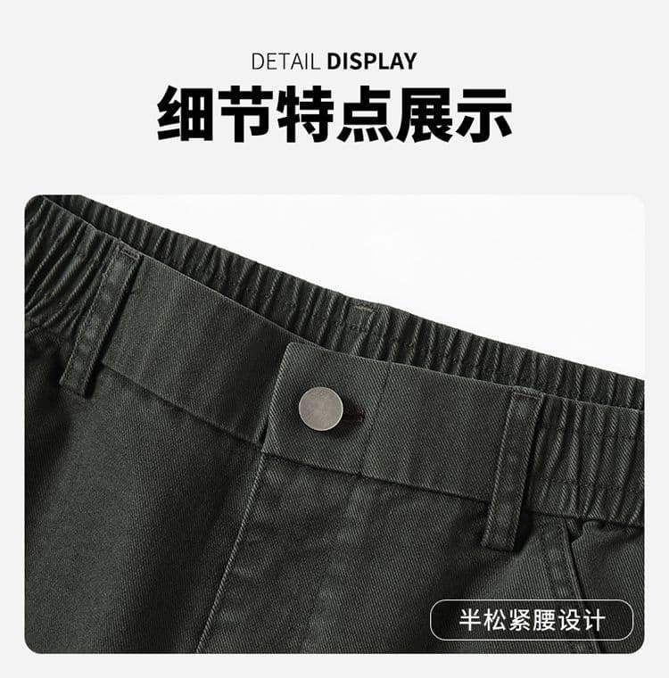 실사 가을 겨울 새로운 면 폭탄 캐주얼 바지 레트로 사선 무늬 워싱 모방 데님 리우 딩 바지 루즈핏 스트레이트 모통이 칼 바지 상세 이미지 21
