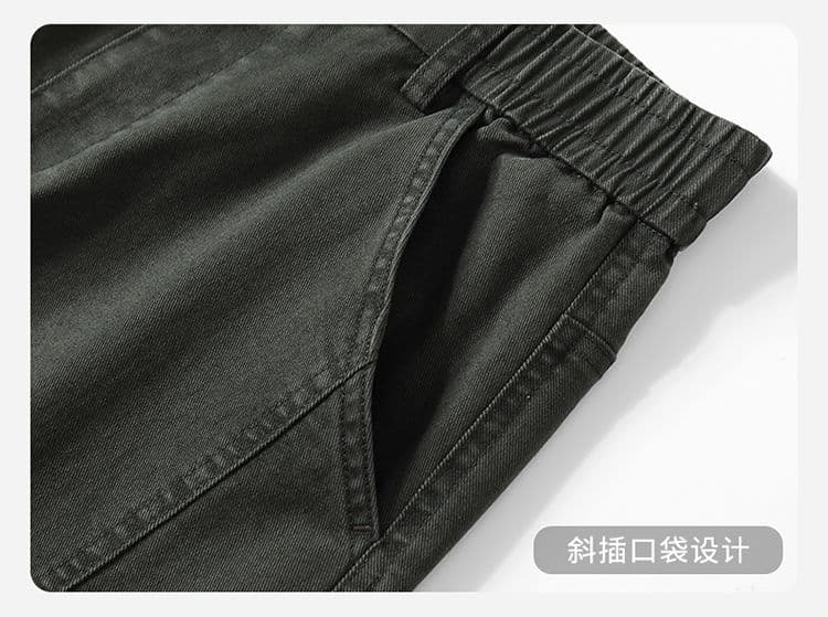 실사 가을 겨울 새로운 면 폭탄 캐주얼 바지 레트로 사선 무늬 워싱 모방 데님 리우 딩 바지 루즈핏 스트레이트 모통이 칼 바지 상세 이미지 23