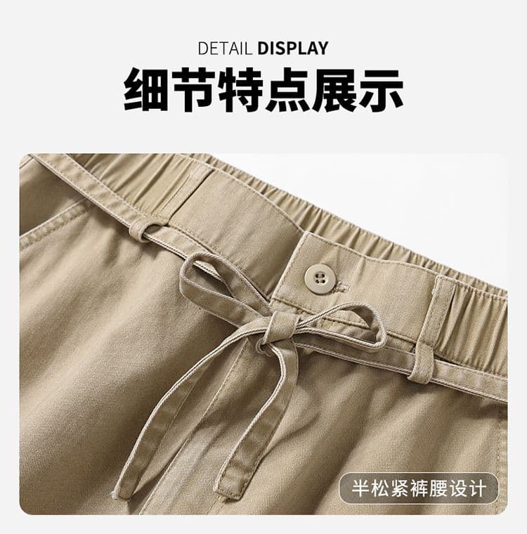 실사 가을 겨울 새로운 한국 스타일 하프 밴딩 순면 워시 퇴색 한 아메리칸 높음 거리 주름 워싱 모통이 칼 루즈핏 워크웨어 팬츠 상세 이미지 21