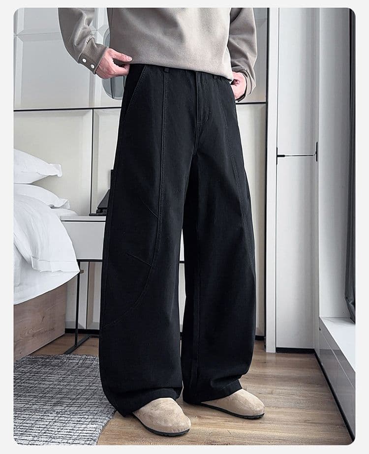 실사 가을 겨울 새로운 한국 스타일 하프 밴딩 순면 워시 퇴색 한 아메리칸 주름 워싱 모통이 칼 루즈핏 워크웨어 팬츠 상세 이미지 19