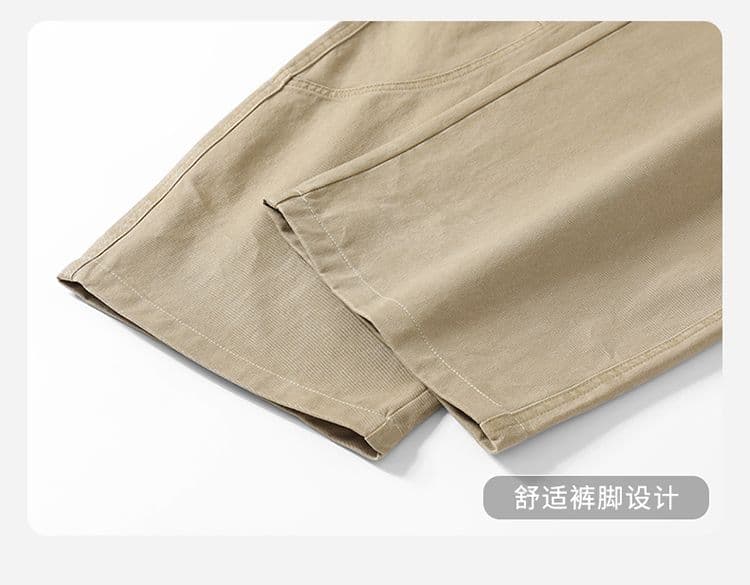 실사 가을 겨울 새로운 한국 스타일 하프 밴딩 순면 워시 퇴색 한 아메리칸 주름 워싱 모통이 칼 루즈핏 워크웨어 팬츠 상세 이미지 24