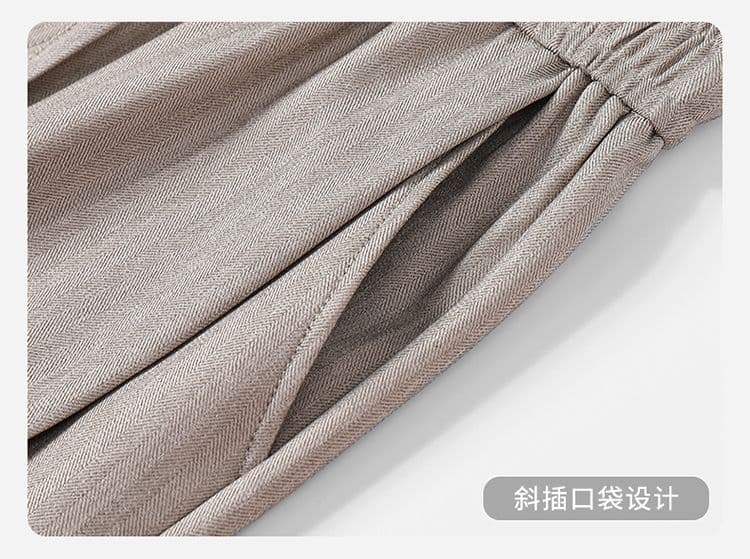 실사 가을 겨울 새로운 워싱 오래된 돈 바람 질감 센스 스트레이트 루즈핏 작은 슬랙스 빛 비즈니스 캐주얼 바지 남성용 바지 상세 이미지 23