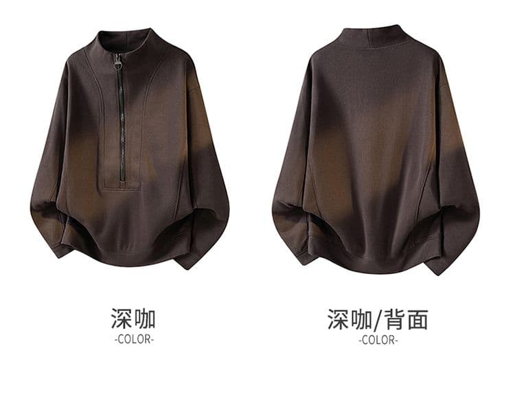 실사 가을 겨울철 새로운 하프 지퍼 무거운 Shuangliu 방적 털 서클 천 반하이넥 플러시 센스 털이 있는 후드티 남자 상세 이미지 8