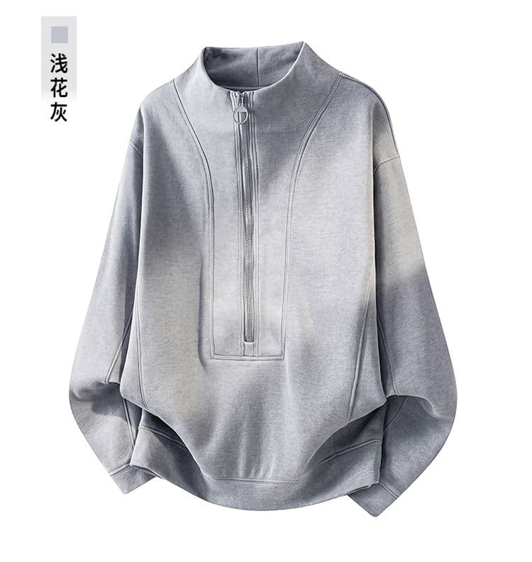 실사 가을 겨울철 새로운 하프 지퍼 무거운 Shuangliu 방적 털 서클 천 반하이넥 플러시 센스 털이 있는 후드티 남자 상세 이미지 12
