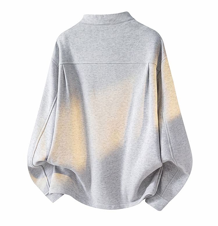 실사 가을 겨울철 새로운 오래된 돈 바람 아메리칸 페이크 레이어드 디자인 센스 스탠드 칼라 하프 오픈 가디건 캐주얼 후드티 상세 이미지 10
