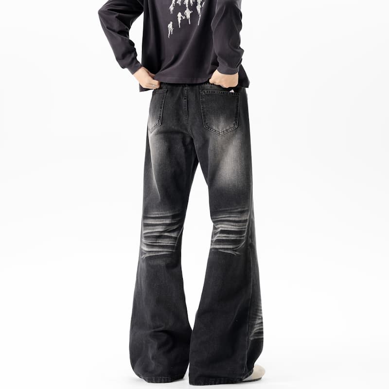 실사 아메리칸 조수 브랜드 레트로 징 부츠컷 청바지 남녀 악당 잘 생긴 고급 센스 디스플레이 높음 슬림해 보이는 캐주얼 바지 트렌디 이미지 4