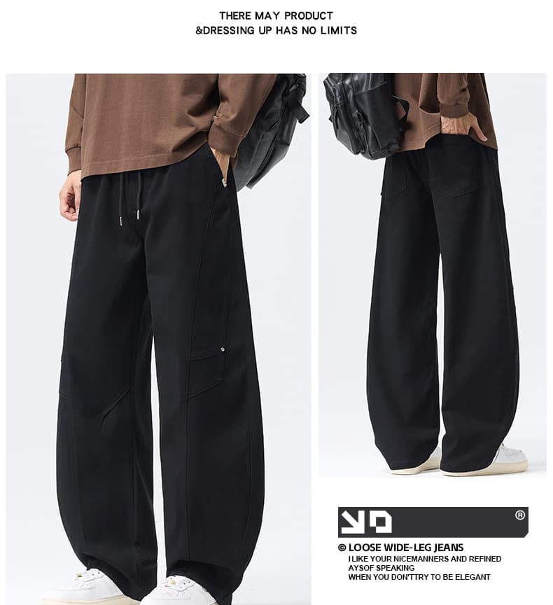 실사 가을 겨울 새로운 아메리칸 조수 브랜드 패치워크 모통이 칼 캐주얼 바지 남자 루즈핏 다용도 트렌드 허리밴드 긴 바지 상세 이미지 16