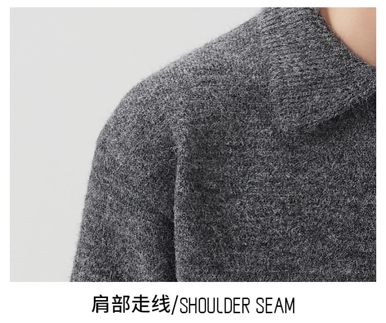 실사 가을 겨울 부드러운 찹쌀 두꺼운 스웨터 남성 POLO 칼라 인사이드 가져 가라. 느긋한 바람 탑 옷깃 양모 니트 스웨터 상세 이미지 4