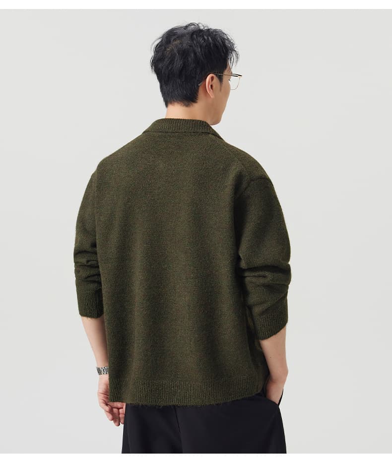 실사 가을 겨울 부드러운 찹쌀 두꺼운 스웨터 남성 POLO 칼라 인사이드 가져 가라. 느긋한 바람 탑 옷깃 양모 니트 스웨터 상세 이미지 19