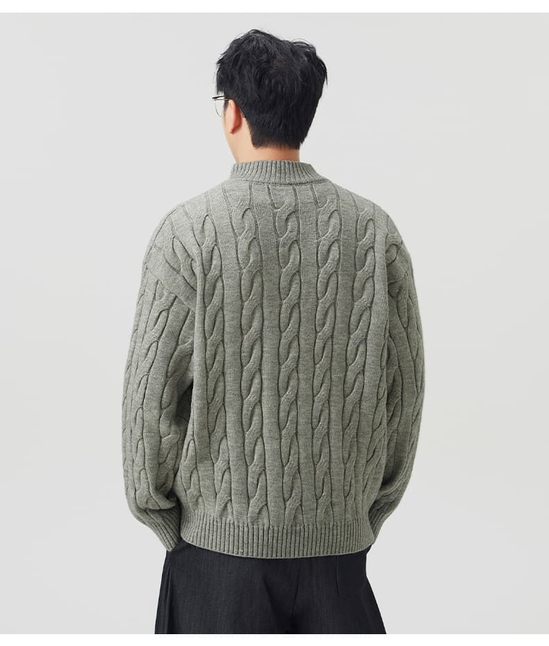 실사 가을 겨울 새로운 오래된 돈 바람 출퇴근 꽈배기 스웨터 남자 두꺼운 인사이드 가져 가라. 니트 스웨터 스탠드 칼라 하프 지퍼 맨위 상세 이미지 11