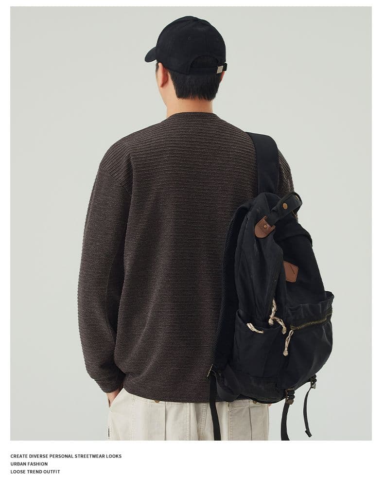 실사 가을 긴팔 티셔츠 남자 라운드 넥 루즈핏 캐주얼 단추 디자인 다용도 트렌드 질감 센스 티셔츠 상세 이미지 14