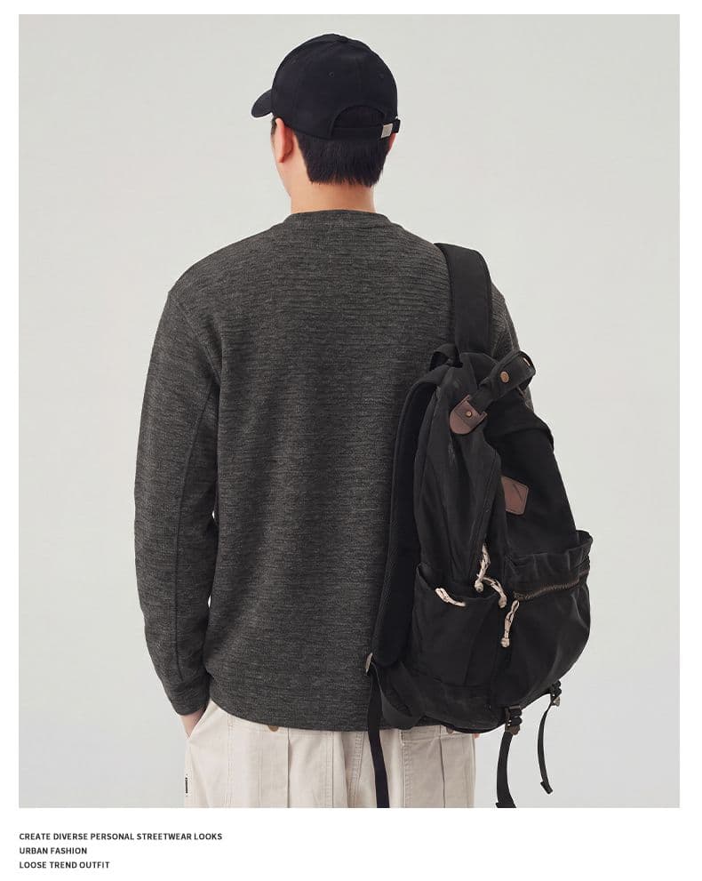 실사 가을 긴팔 티셔츠 남자 라운드 넥 루즈핏 캐주얼 단추 디자인 다용도 트렌드 질감 센스 티셔츠 상세 이미지 19