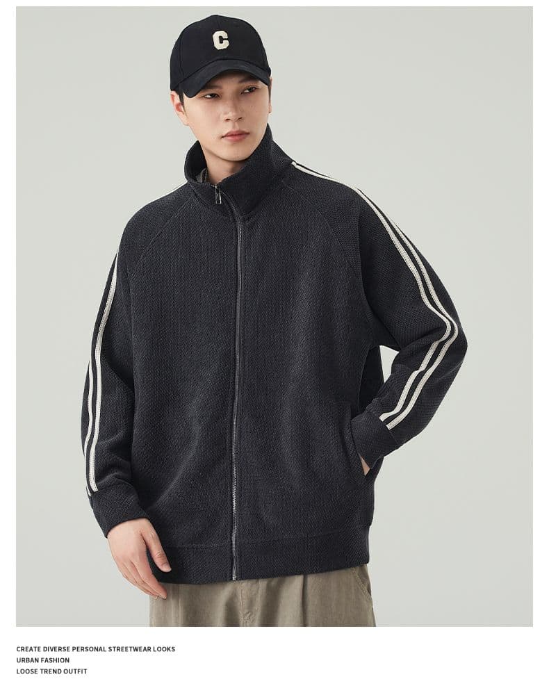 실사 가을 겨울 새로운 지퍼 오픈 가디건 후드티 남성 스탠드 칼라 일본식 레트로 캐주얼 출퇴근 재킷 트렌드 재킷 상세 이미지 18