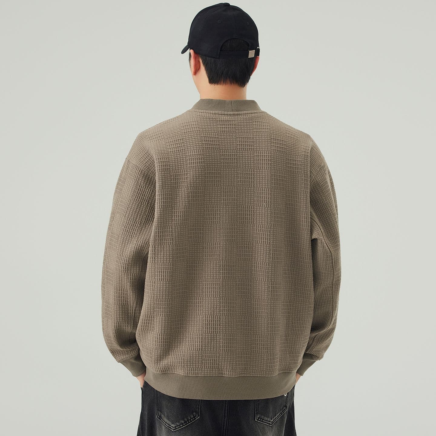 실사 가을 겨울 새로운 오픈 가디건 후드티 남성 무거운 V넥 단추 재킷 아메리칸 무거운 트렌드 출퇴근 재킷 이미지 4