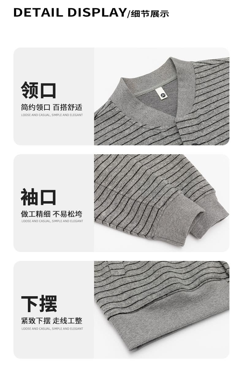 실사 가을 겨울 새로운 스트라이프 후드티 남자 아메리칸 무거운 단추 카디건 코트 V넥 트렌드 다용도 자켓 상세 이미지 4