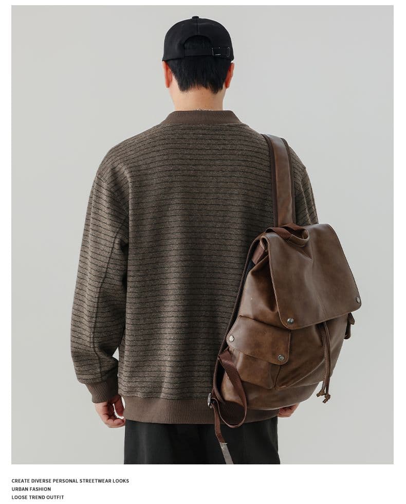 실사 가을 겨울 새로운 스트라이프 후드티 남자 아메리칸 무거운 단추 카디건 코트 V넥 트렌드 다용도 자켓 상세 이미지 9