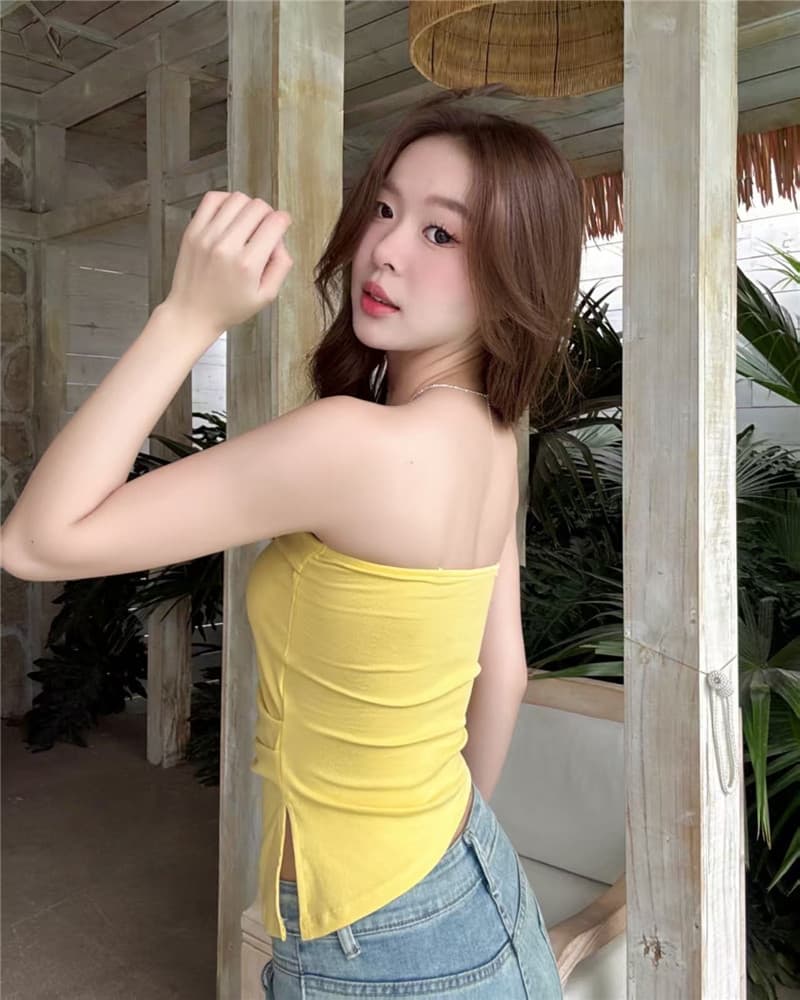 이른 봄 새로운 한국 스타일 불규칙 주름 원피스 탈착식 좋은 어깨끈 튜브탑 슬립 아름다움 뒤로 조끼 상세 이미지 11