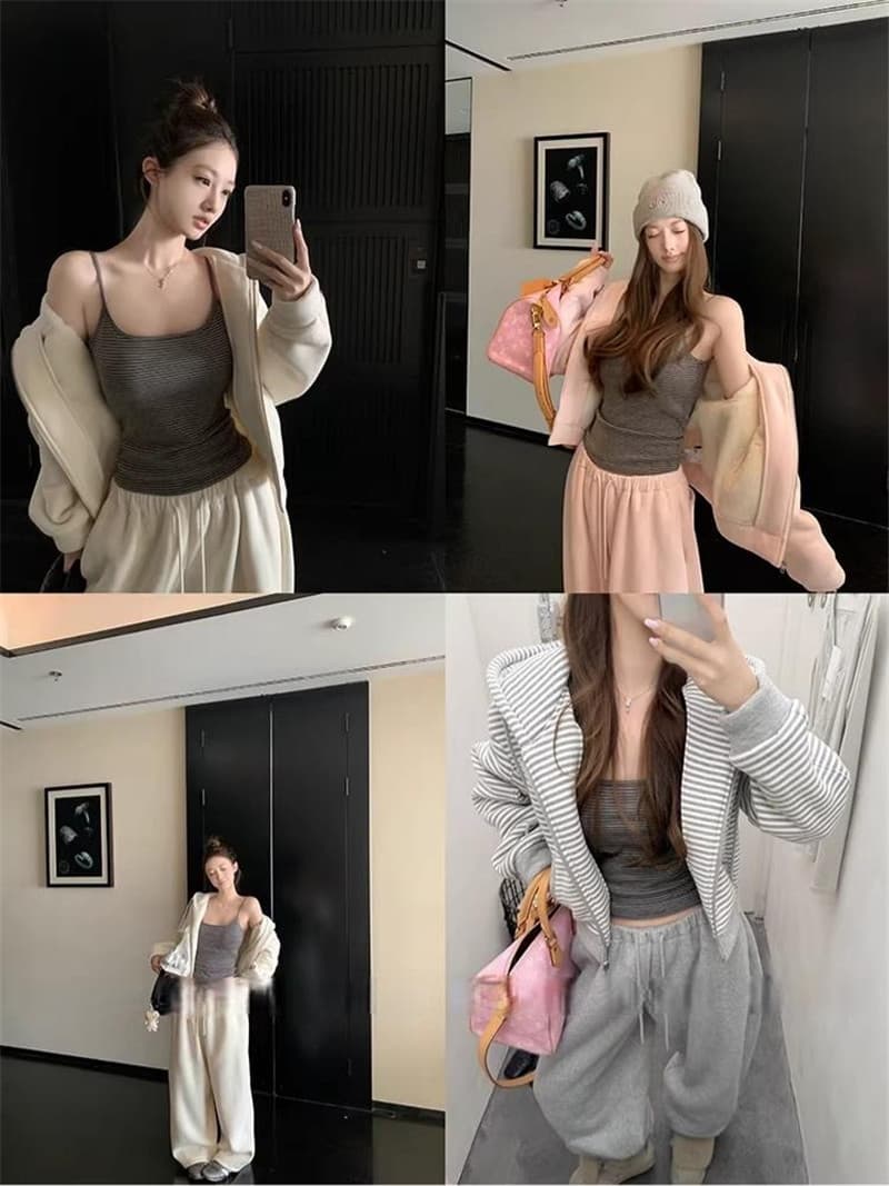 봄 여름 한국 스타일 model 만화 가슴 독립적 인 홈 가벼움 없음 센스 아세트산 주간 실크 만 가져 가라. 기타 색상 스트라이프 캐미솔 이미지 2