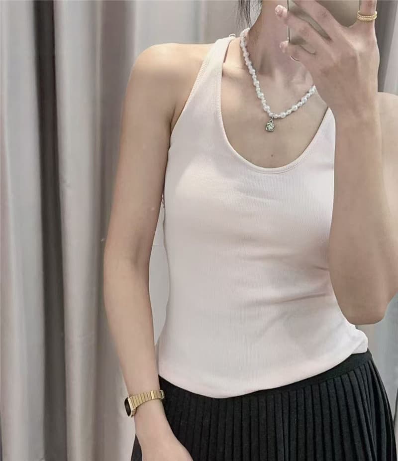 나만의 것을 가져와 라. 가슴 패드 행침 목 슬립 아름다움 뒤로 단어 조끼 여성 여름 새로운 만나는 맨위 외출용 y 단어 슬립 상세 이미지 5