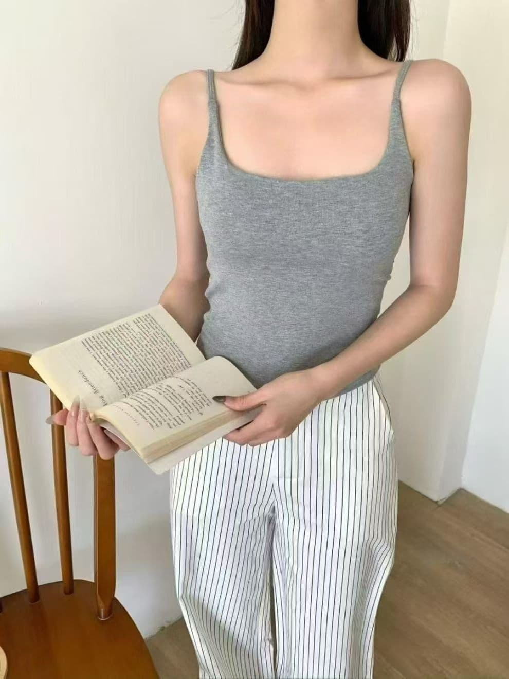 라이 경기 서울 패션 조끼 십자가 벨트 측면 그리드 디자인 홀로우 아웃 좋은 어깨끈 원피스 고정 컵 아름다움 뒤로 슬립 상세 이미지 14