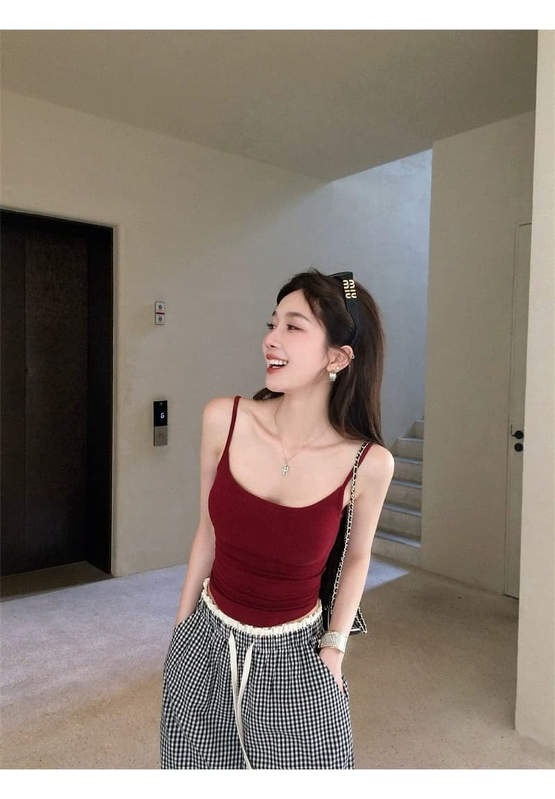 앙골라 빨간색 리본 가슴 패드 캐미솔 여름 브래지어 하나 아름다움 뒤로 속옷 외출용 만나는 백리스 맨위 상세 이미지 32
