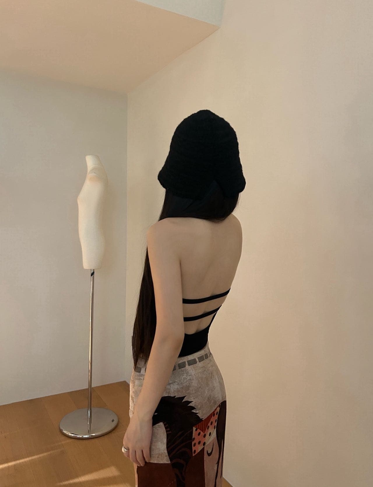 핫걸 터틀넥 섹시함 발굴하다 어깨 행침 목 단어 뒤로 아름다움 뒤쪽에 의류 고정 컵 원피스 컵 패드 백리스 조끼 상세 이미지 3