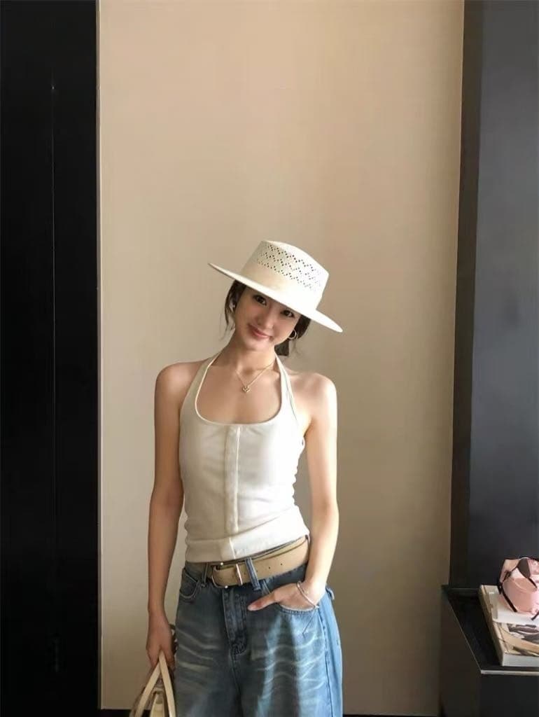 아메리칸 행침 목 핫걸 바람 단추 조끼 고정 원피스 가슴 패드 섹시한 아름다움 뒤로 슬립 상세 이미지 2